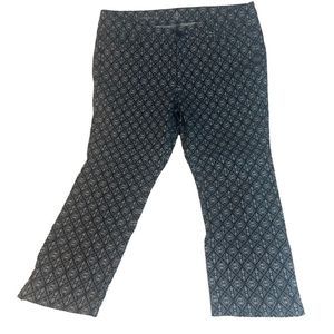 St. John’s Bay Women's Dark Blue Damask Floral Print Straight Leg Pants Size 16